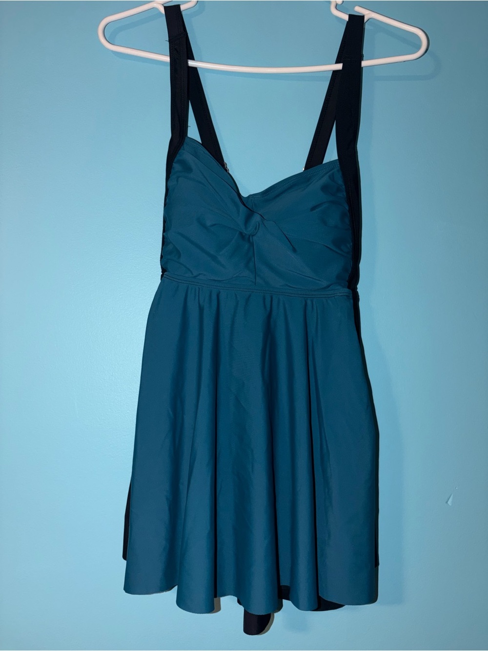 Teal Swim Dress with Black Straps Size 12 NWOT
